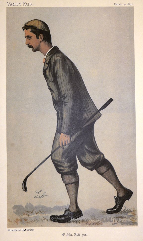 Liberio Prosperi, Mr John Ball jun. (1892 Vanity Fair Lithographic golfer print )., antique map, old maps