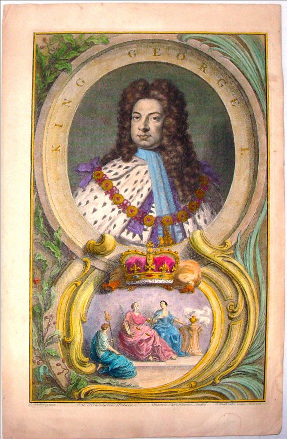 HOUBRAKEN, J., King George I , antique map, old maps
