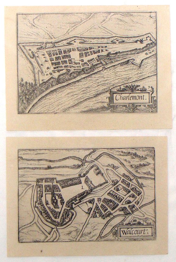 GUICCIARDINI, L., Walcourt and Charlemont (2 prints), antique map, old maps