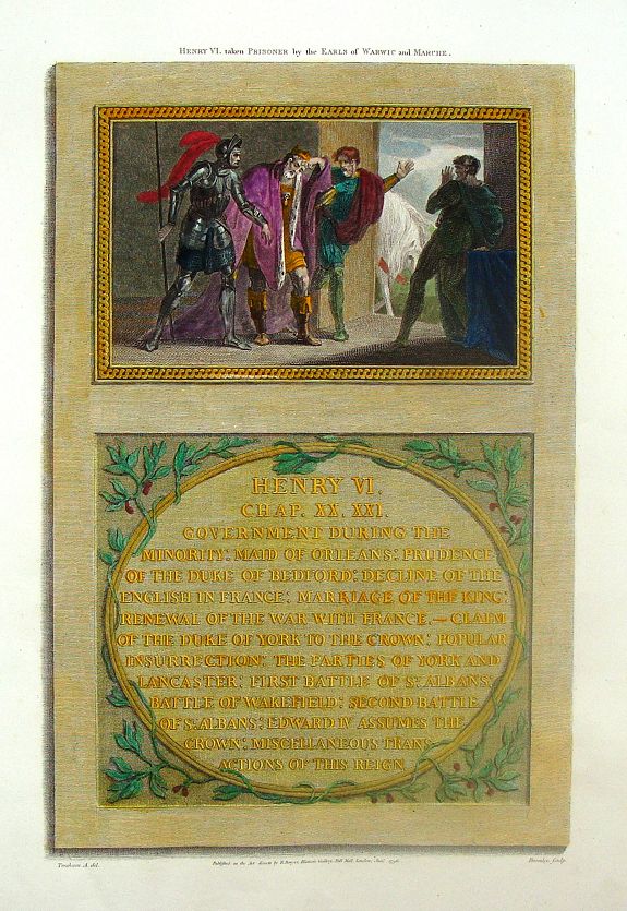 BROMLEY, Henry VI Taken Prisoner by the Earls of Warwic & Marche., antique map, old maps