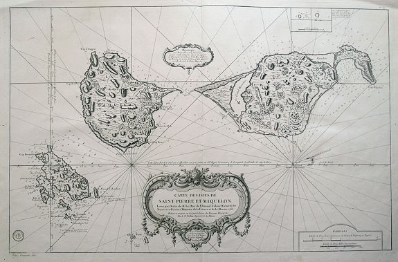 BELLIN, N., Carte des isles de St Pierre et de Miquelon..., antique map, old maps