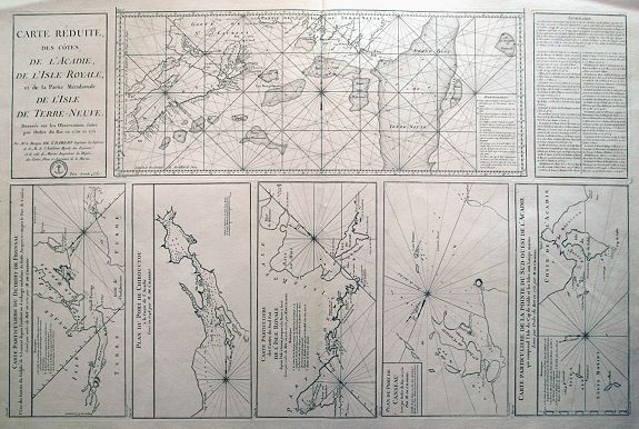BELLIN, N., Carte Réduite, Des Côtes De L' Acadie, De L' Isle Royale..., antique map, old maps