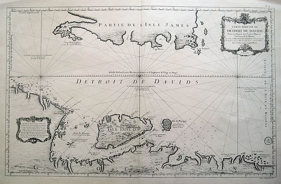 BELLIN, J. N., Carte Reduite du Detroit de Davids…, antique map, old maps