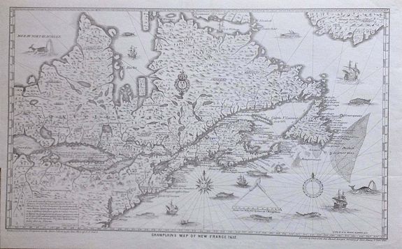 ANONYMOUS, Champlain's Map of New France 1632., antique map, old maps
