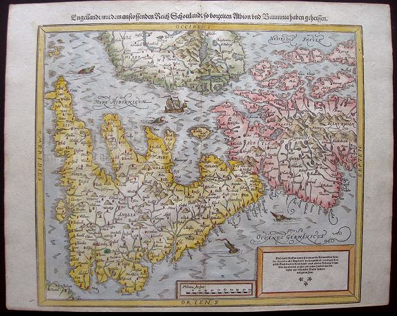 MÜNSTER, S., Engellandt / mit dem anstossenden Reich Schottlandt / so vor zeiten Albion und Britannia haben geheissen., antique map, old maps