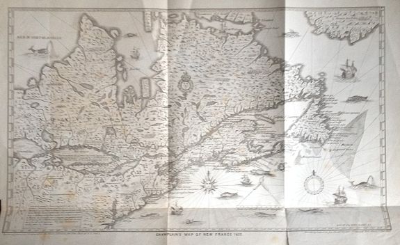 CHAMPLAIN / NEW YORK STATE HISTORY, Champlain's Map of New France 1632., antique map, old maps