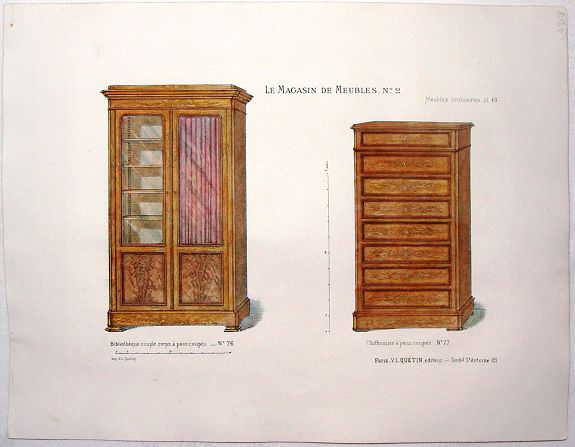 QUETIN, V., Le Magazin de Meubles No. 2 - Meubles Ordinaires pl. 45., antique map, old maps