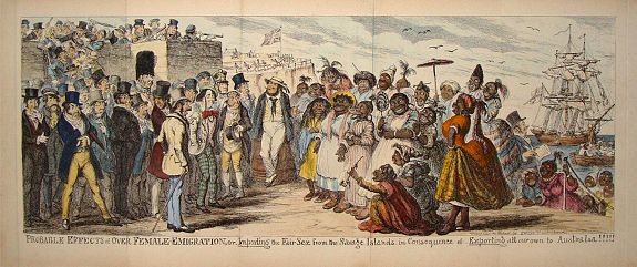 CRUIKSHANK, G., Probable Effects of Over Female Emigration., antique map, old maps