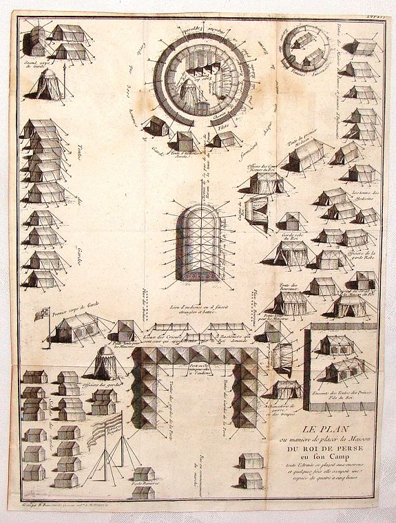 RANSONNETTE, N., Le Plan ou Maniere de Placer la Maison du Roi de Perse en Son Camp., antique map, old maps