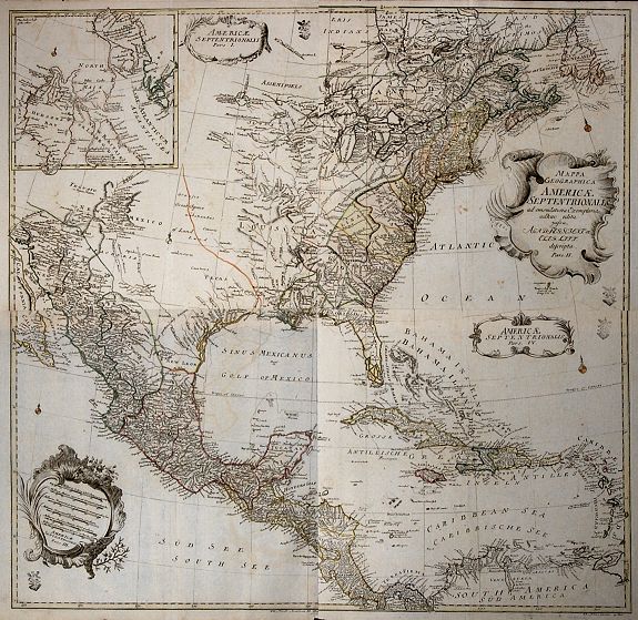 L. Euler, Royal Academy, Mappa Geographica Americae Septentrionalis ad Emendatiora Exemplaria adhuc Edita . . ., antique map, old maps