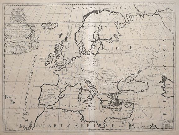 WELLS, Edward, A New Map of Europe, According to the Present General Divisions, and Names of its Countries together with their Capital Cities Chief Rivers Mountains &c., antique map, old maps