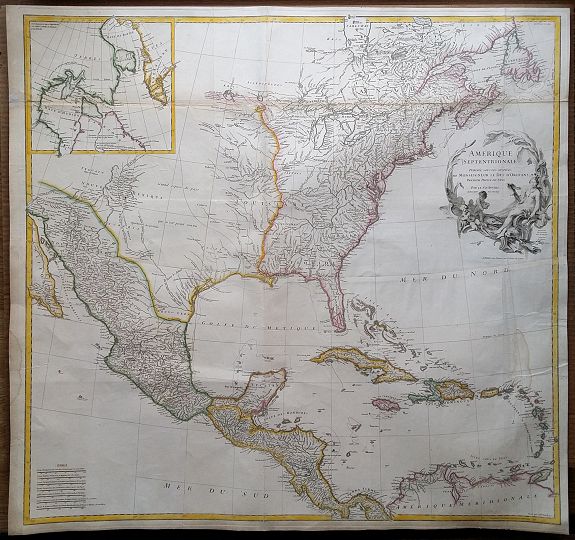 D'ANVILLE, Jean Baptiste Bourguignon, Amerique Septentrionale Publiee Sous Les Auspices de Monseigneur le Duc D'Orleans...., antique map, old maps