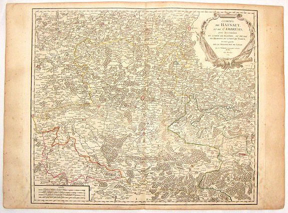 VAUGONDY, R., Comtes de Hainaut et de Cambresis., antique map, old maps