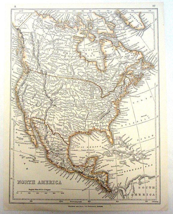 LOWRY, J.W., North America., antique map, old maps