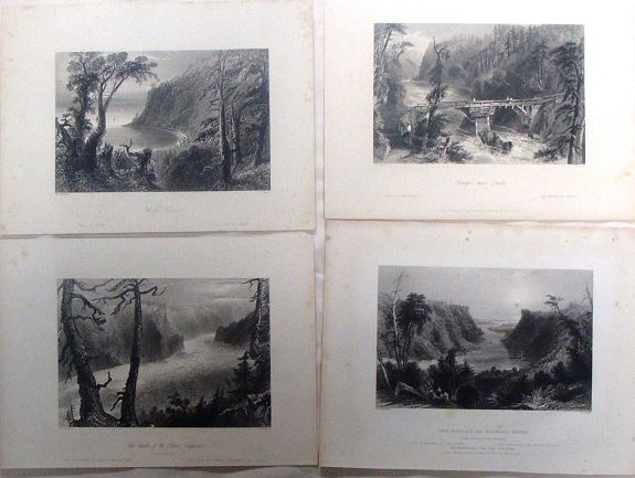 BARTLETT, W., Four Bartlett steel Engravings - North American Rivers., antique map, old maps