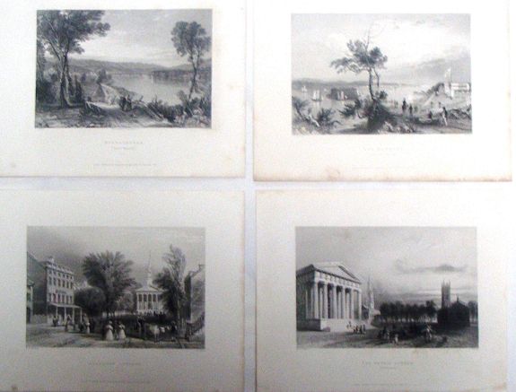 BARTLETT, W., Four Bartlett steel engraving of Northeast City scenes., antique map, old maps