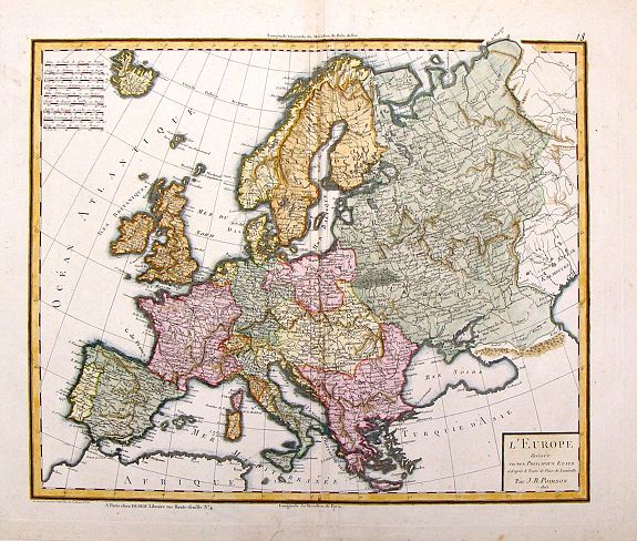 POIRSON, J., L'Europe Divisee en Ses Principaux Etats et D'Apres le Traite de Paix de Luneville., antique map, old maps