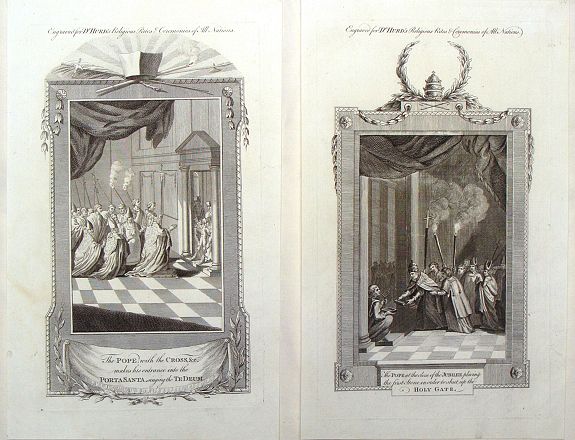 HURD, Dr., The Pope With the Cross / The Pope at the Close of the Holy Gate Jubilee. (Lot of 2 engeravings) , antique map, old maps