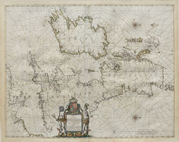 JANSSONIUS, Joannes, Pascaart Vant Canaal Tusschen Engelant en Vrancryck…Tabula Hydographica Freti seu Canalis. . ., antique map, old maps