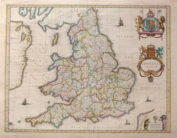 BLAEU, W., Anglia Regnum., antique map, old maps