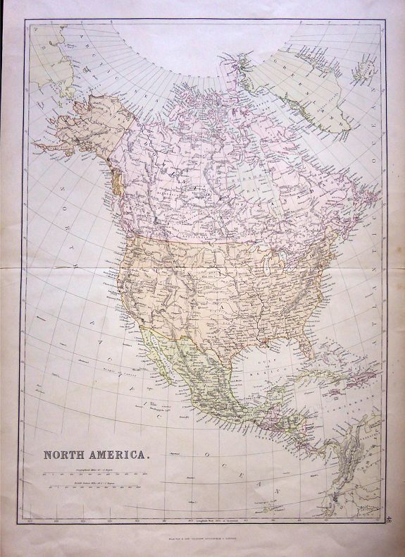 WELLER, Edward, NORTH AMERICA , antique map, old maps