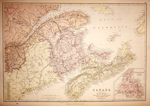 WELLER, Edward, CANADA THE PROVINCES OF QUEBEC, NOVA SCOTIA, NEW BRUNSWICK, PRINCE EDWARD ISLAND AND NEWFOUNDLAND. , antique map, old maps