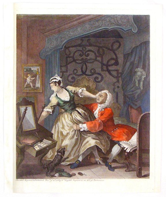 HOGARTH, W., Before - A Girl's Last Minute Resistance., antique map, old maps