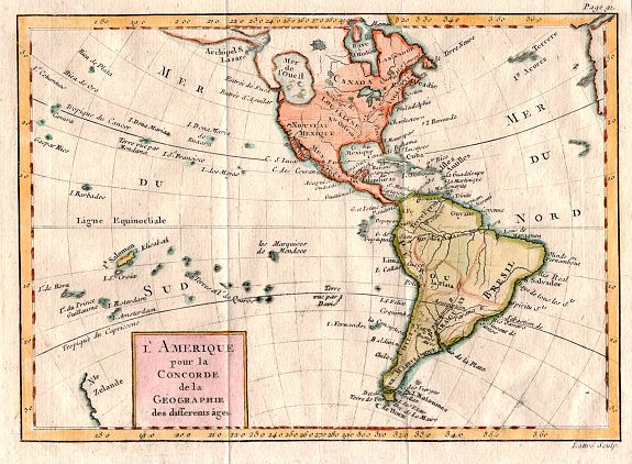 LATTRE, Jean, L'Amerique pour la Concorde de la Geographie des Differents ages., antique map, old maps