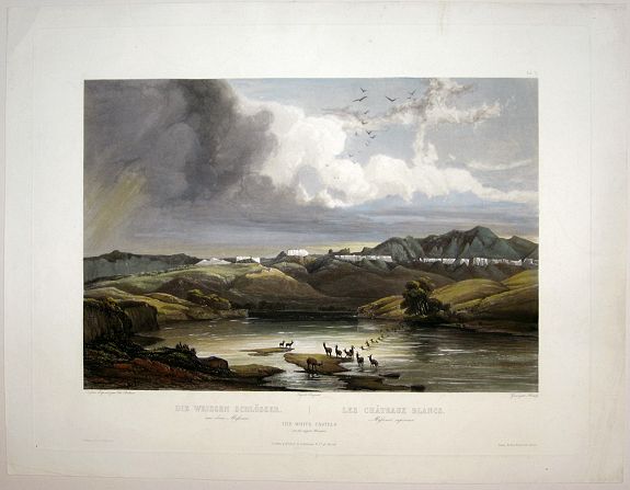 BODMER, KARL., The White Castles on the Upper Missouri/ Die Weissen Schloesser am oberen Missouri/ Les Chateaux Blancs Missouri superior., antique map, old maps
