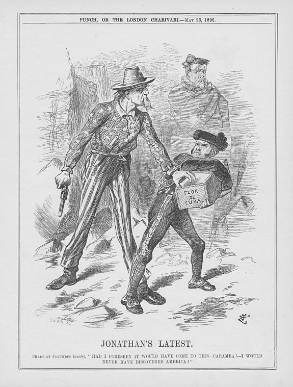 PUNCH, A set of 10 humorous Punch prints dated 1862 - 1898. All with American, Cuba and Abraham Lincoln interest., antique map, old maps