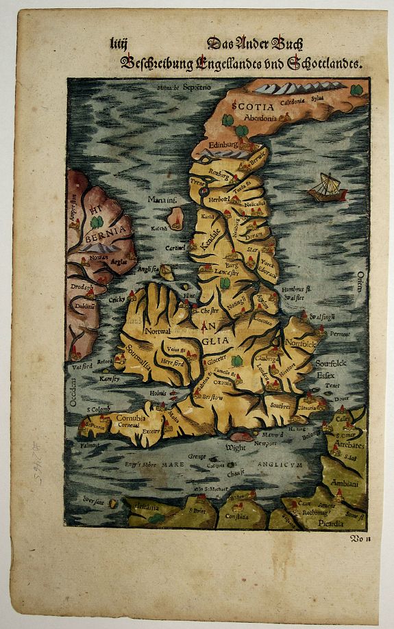 MÜNSTER, S., Beschreibung Engellandts und Schottlandts., antique map, old maps