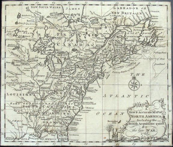 ENTICK, J., A New & Accurate Map of North America, Including the British Acquisitions gain'd By the late War. 1763, antique map, old maps