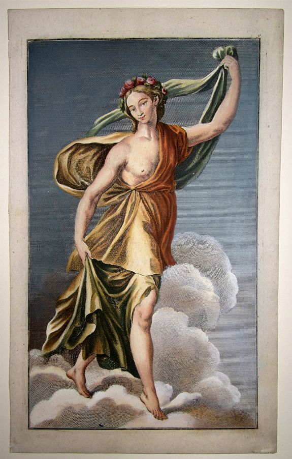 UNKNOWN ARTIST, Female Classical Figure in yellow dress., antique map, old maps