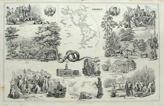SCHACH, C., America., antique map, old maps