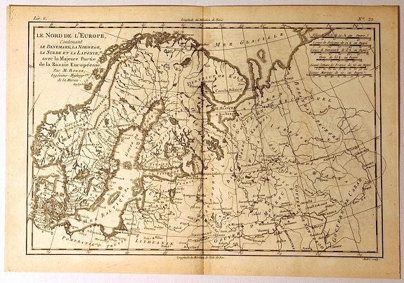 BONNE, R., Le Nord de L’Europe, antique map, old maps
