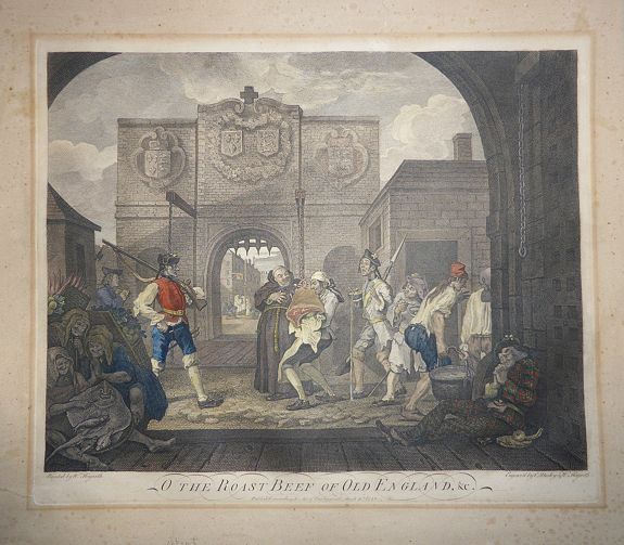 William Hogarth - Charles Mosely , The Roast Beef of Old England, &c. , antique map, old maps