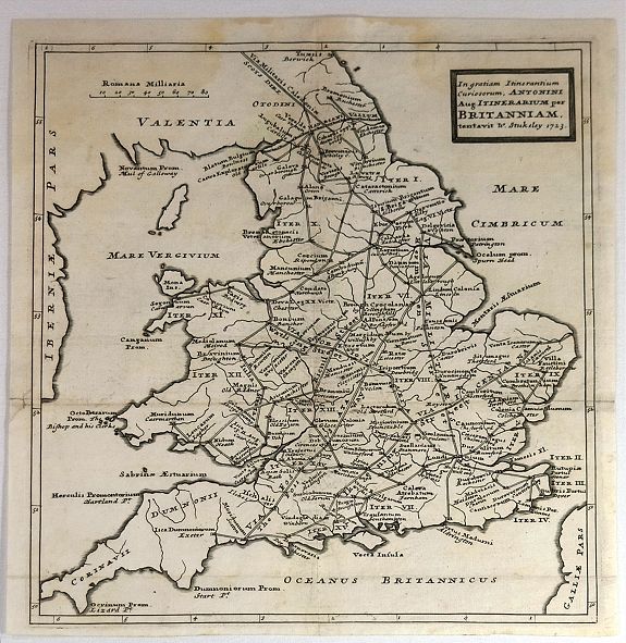 STUKELEY, W., In Gratiam Itinerantium Curiosorum Antonini Aug. Itinerarium per Britanniam., antique map, old maps