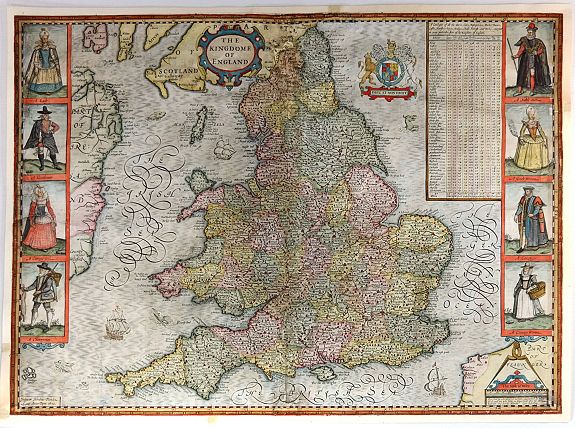 SPEED, J., The Kingdome of England, antique map, old maps
