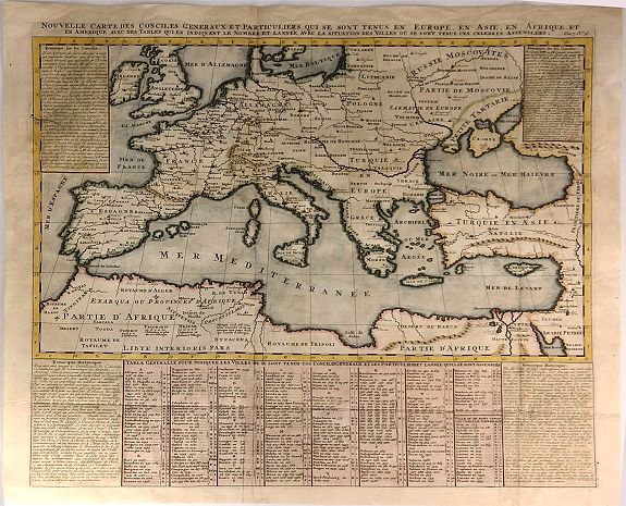 CHATELAIN, H, Nouvelle Carte des Conciles Generaux et Particuliers qui se sont Tenus en Europe…, antique map, old maps