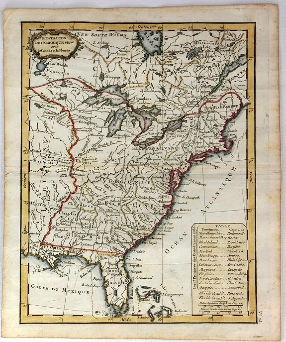 LATTRE, J, Etats-Unis de l' Amerique Seple. avec le Canada et la Floride, antique map, old maps