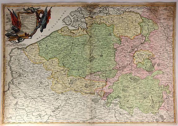 JANVIER, J., Partie Meridionale Des Pays Bas., antique map, old maps