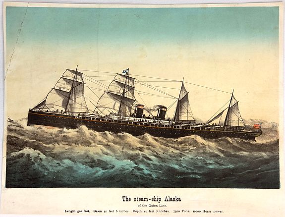 CURRIER & IVES., The Steam-Ship Alaska., antique map, old maps