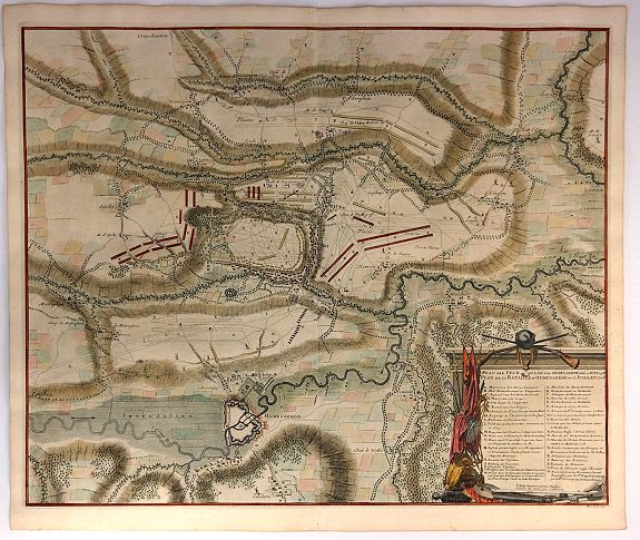 DUMONT, J., Plan de la Bataille D'Oudenaerde., antique map, old maps