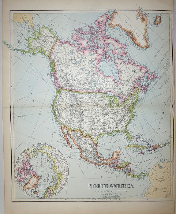 George Philip & Son., North America, antique map, old maps