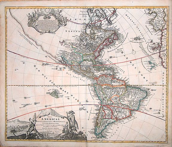 Homann, J.B., Totius Americae Septentrionalis et Meridionalis, antique map, old maps