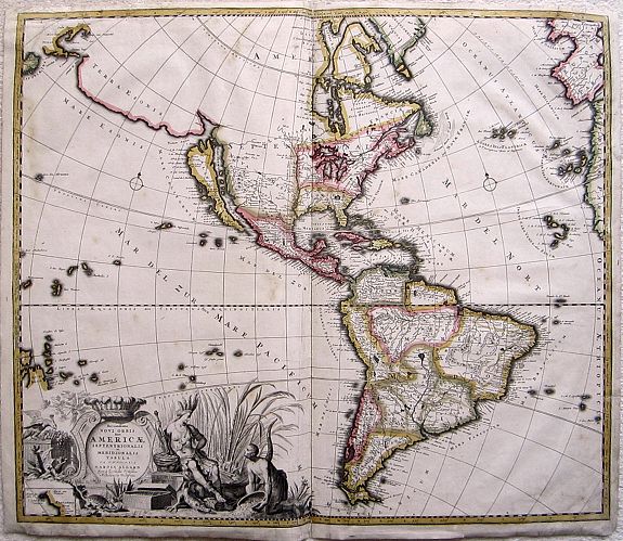 ALLARD, Caroll, Recentissima Novi Orbis sive Americae Septentrionalis et Meridionalis Tabula ex officina Caroli Allard . . ., antique map, old maps