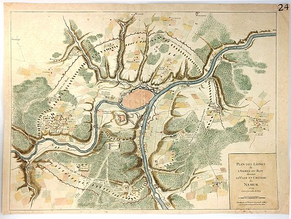 JAILLOT, A., Plan Des Lignes de L'Armee du Roy Devant la Ville de Chateau de Namur., antique map, old maps