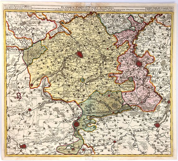 VISSCHER, N., Flandriae Comitatus Pars Australis., antique map, old maps