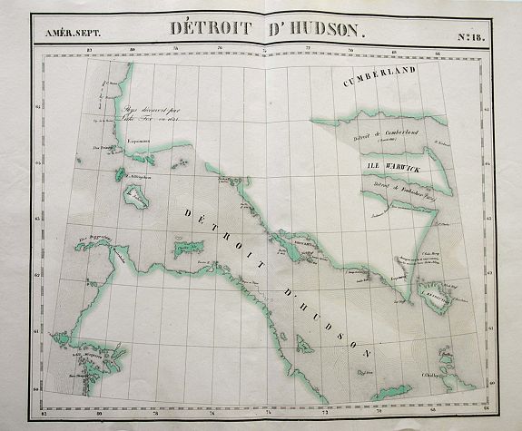 VANDERMAELEN, P., Détroit d'Hudson., antique map, old maps