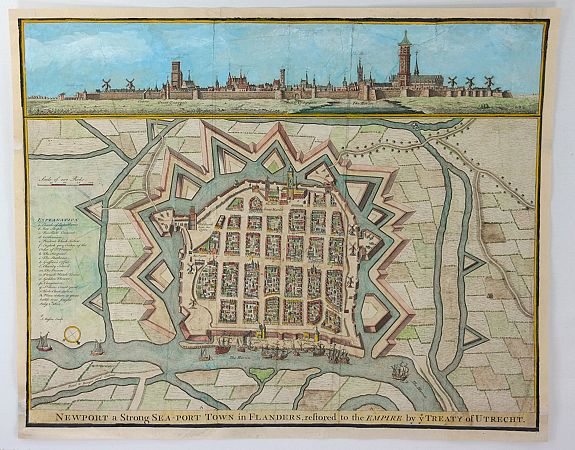BASIRE, J., Newport a Strong Sea-Port Town in Flanders, Restored to the Empire by the Treaty of Utrecht., antique map, old maps